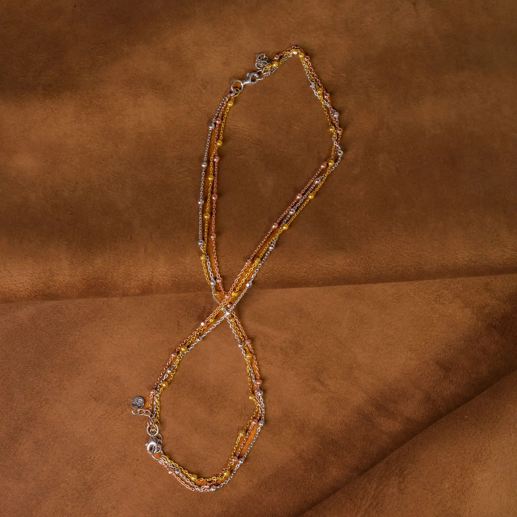 925 Premium Silver Tritone Tri Line Anklet