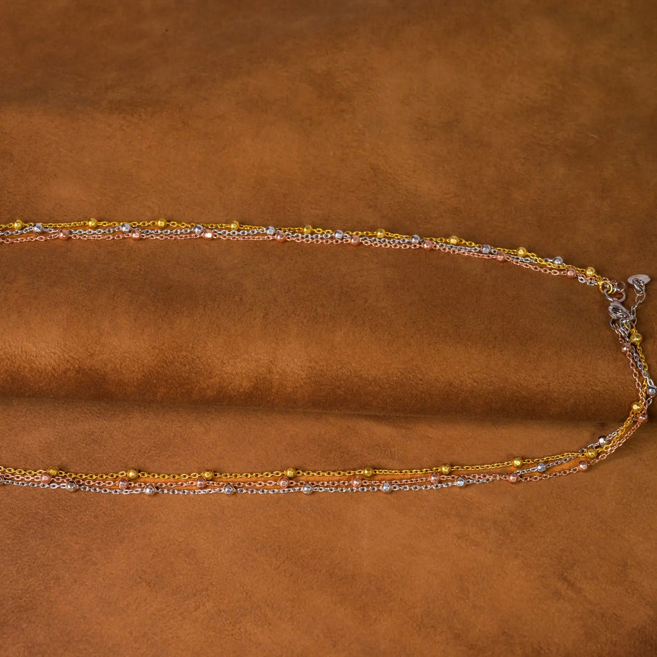 925 Premium Silver Tritone Tri Line Anklet