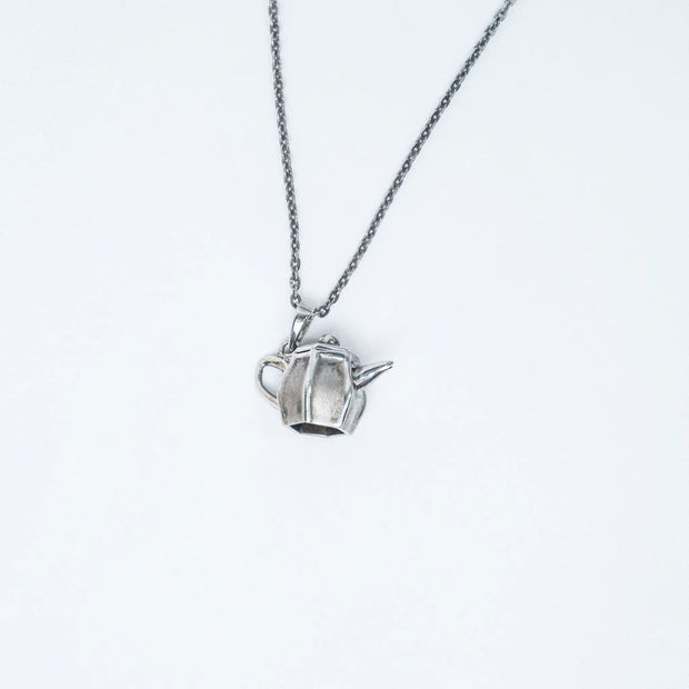 925 Premium Tea Pot Silver Pendant Chain Set
