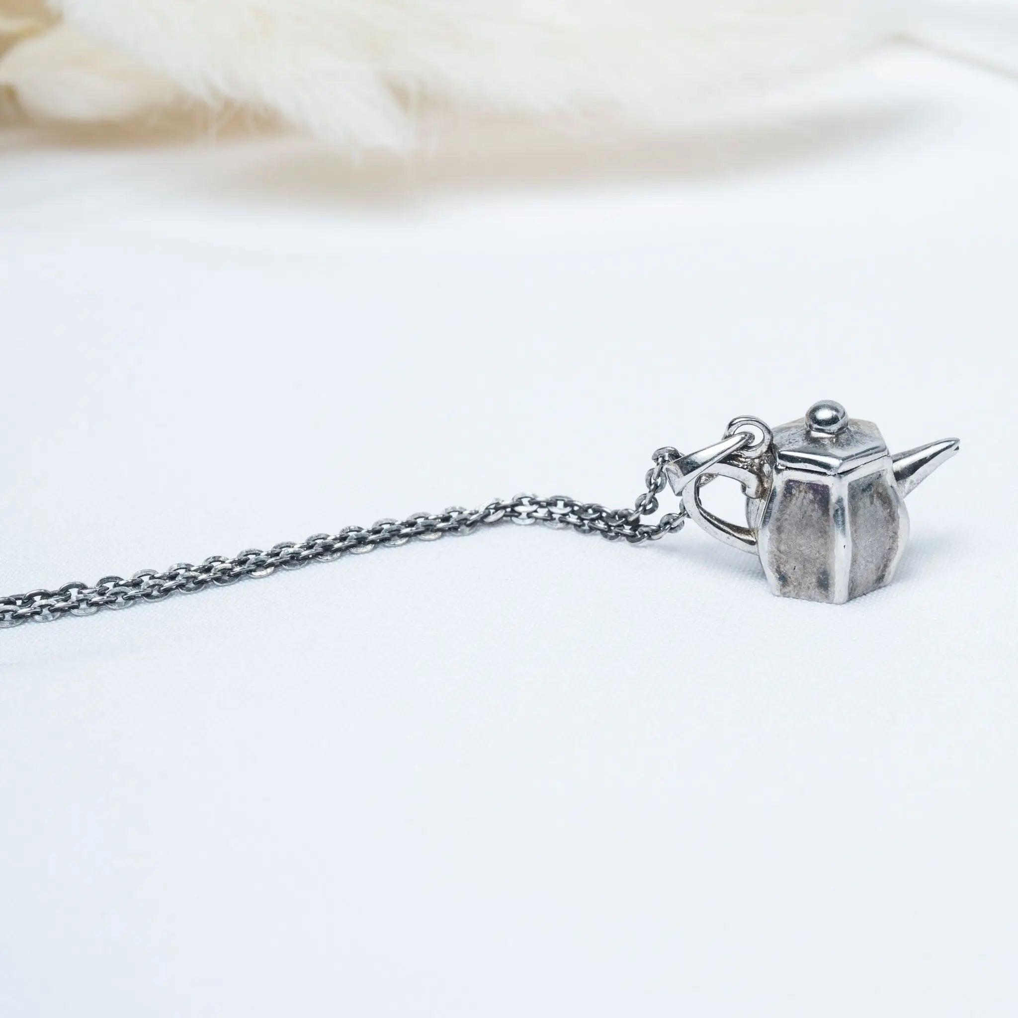 925 Premium Tea Pot Silver Pendant Chain Set