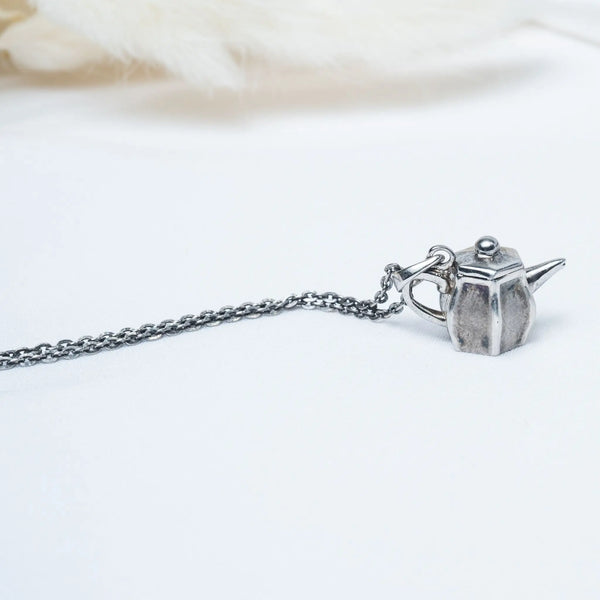 925 Premium Tea Pot Silver Pendant Chain Set