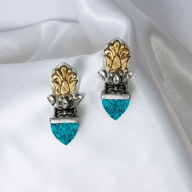 925 Premium Silver Turquoise Rav Semi Hanging Earrings