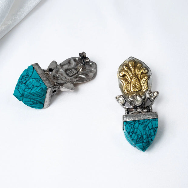 925 Premium Silver Turquoise Rav Semi Hanging Earrings