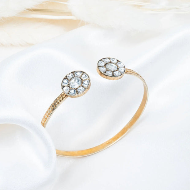 925 Premium Silver Twin Circle Kundan Kada