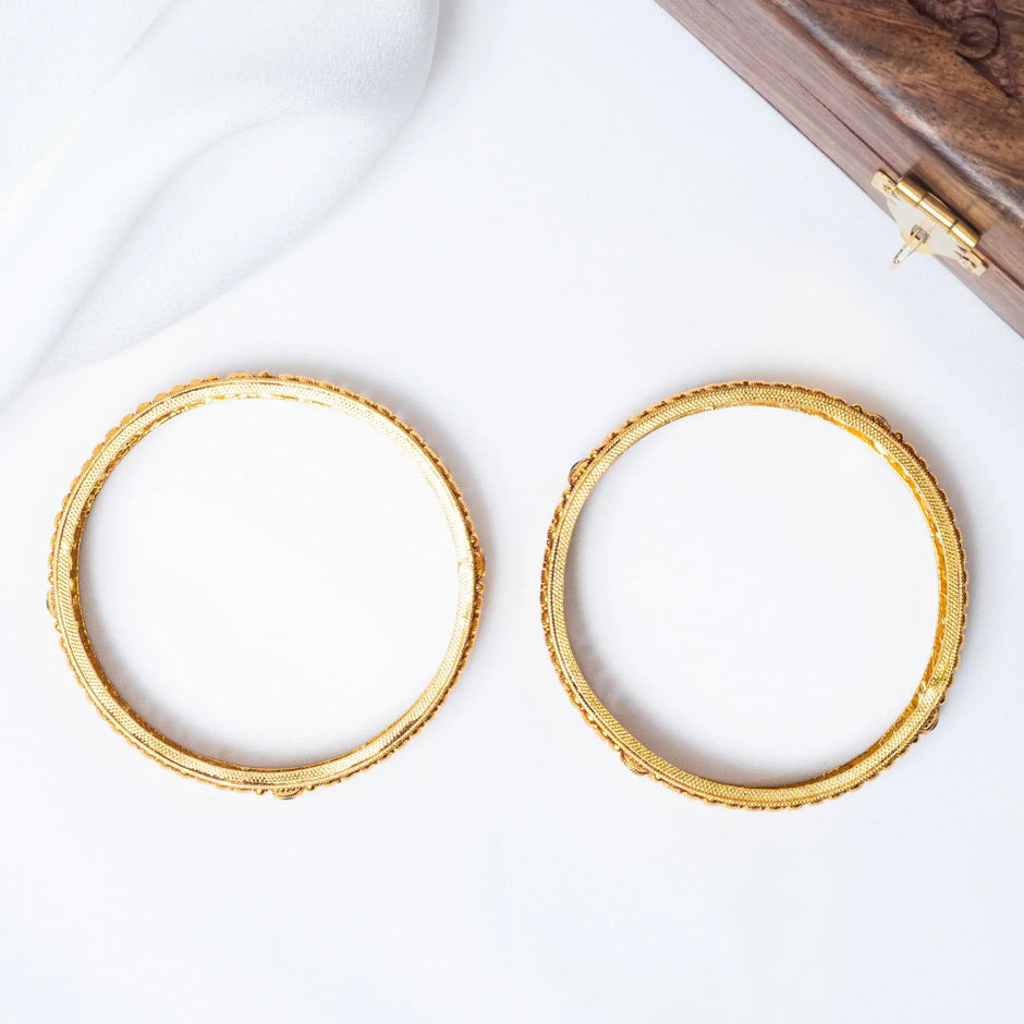 925 Premium Silver Uniwide Gold Finish Bangles