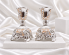 Silver Plated Floral Candle Stand for Home Décor & Gifting