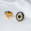 925 Premium Silver Victorian Blue Green Stud Earrings
