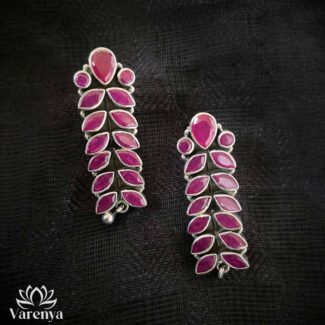 Varenya-Galleria-silver-earrings-bright-stone-ruby